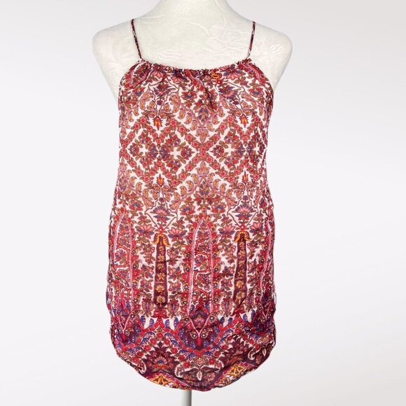 Banana Republic Tank Top Blouse Floral Paisley Ramie Cotton Medium - Picture 1 of 9
